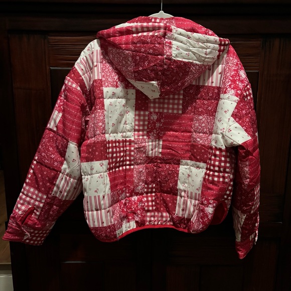 Altar'd State Red and White Quilted Puffer Jacket - Picture 9 of 12
